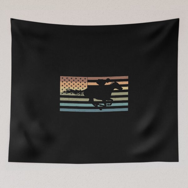 Artikelvorschau, Retro Amerikanische Flagge Pferderennen für Reiter entworfen und verkauft von StrongShirts.