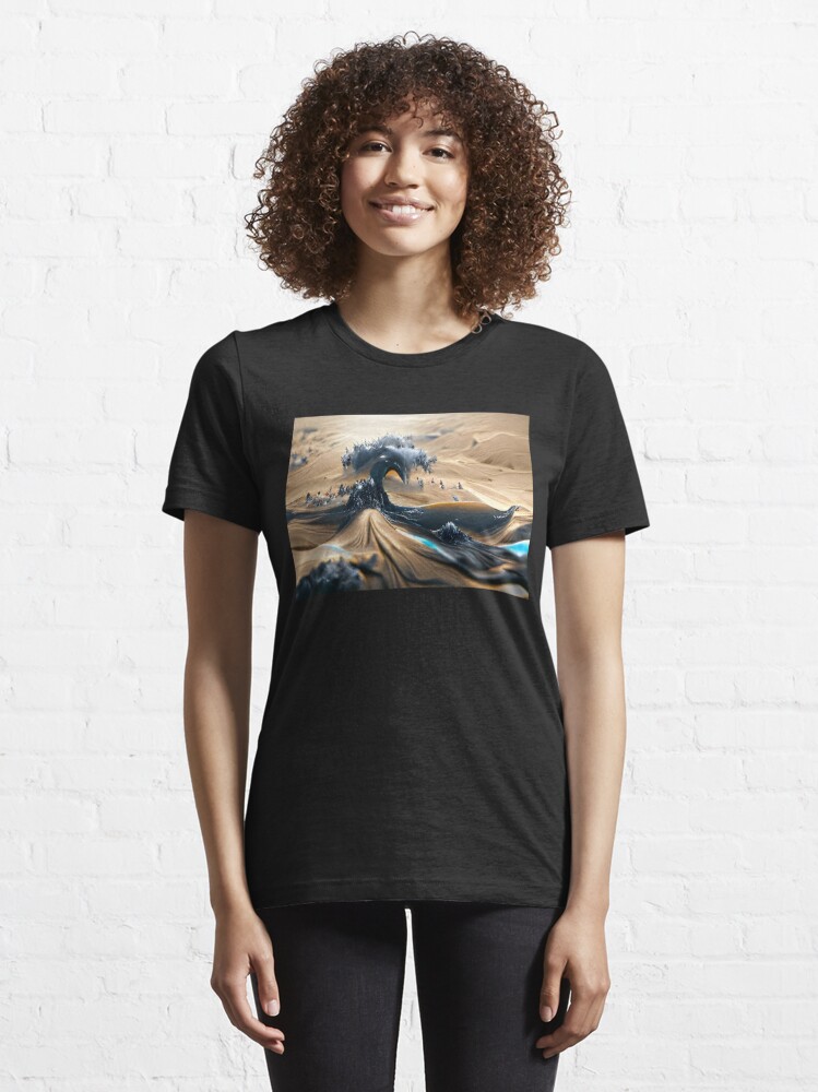 AI Generated Art, Tidal Wave in Black Sand Desert | Essential T-Shirt