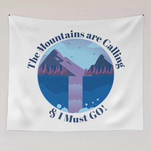 Item preview, The Mountains are Calling & I must go - Blue designed and sold by Unaiza Khalid.