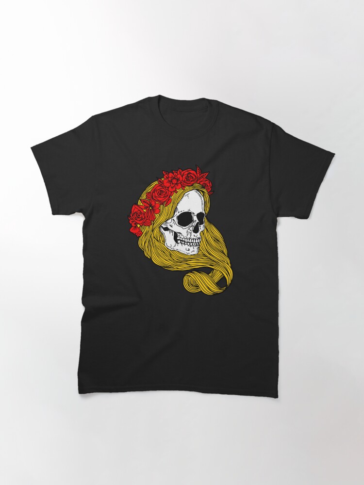 Thumbnail 3 of 7, Classic T-Shirt, Flower Skull designed and sold by BertoMedia.