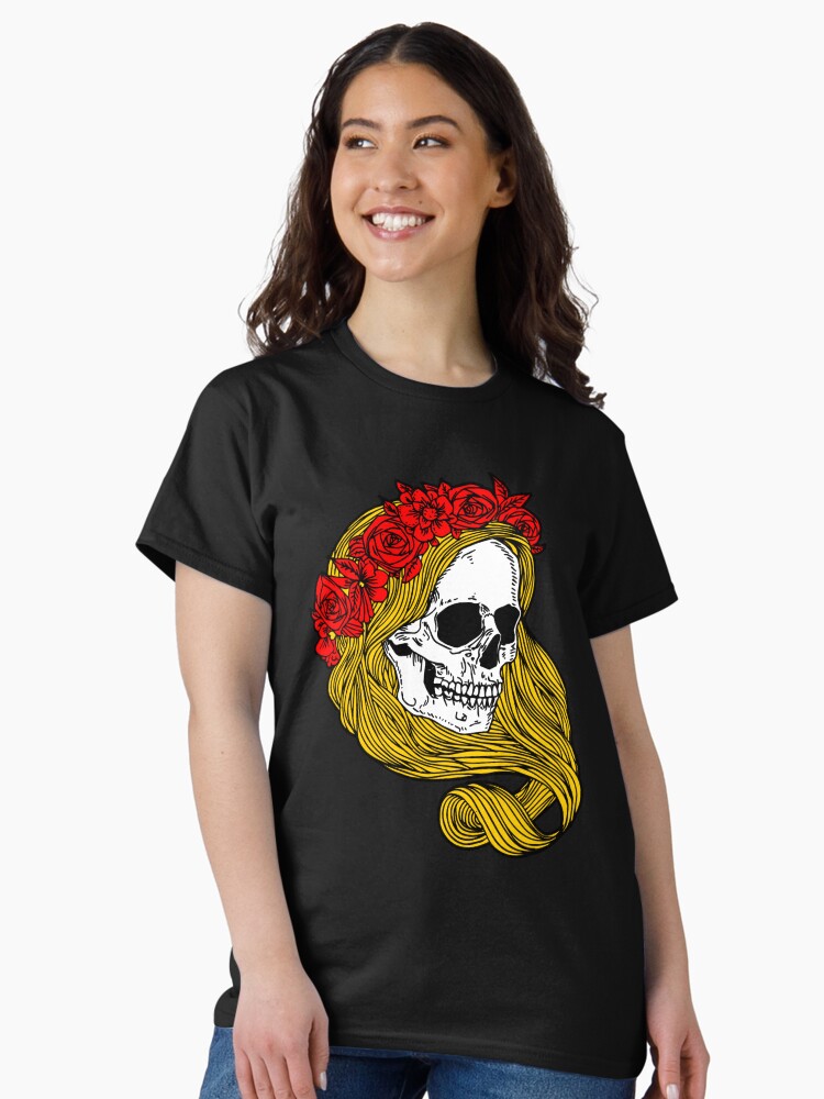 Thumbnail 1 of 7, Classic T-Shirt, Flower Skull designed and sold by BertoMedia.