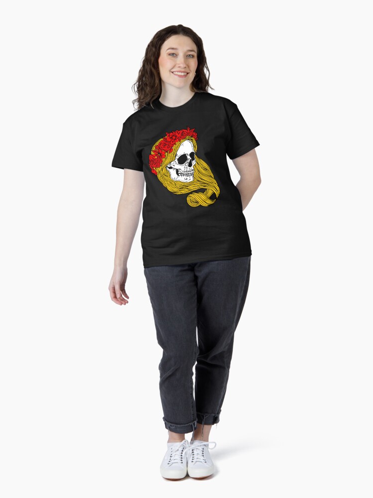 Thumbnail 4 of 7, Classic T-Shirt, Flower Skull designed and sold by BertoMedia.