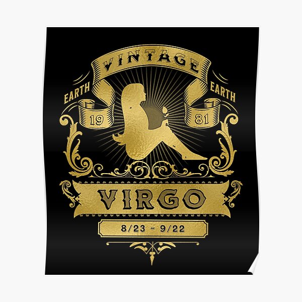 The Zodiac Sign Of Virgo Golden Vintage 1981 Poster For Sale By