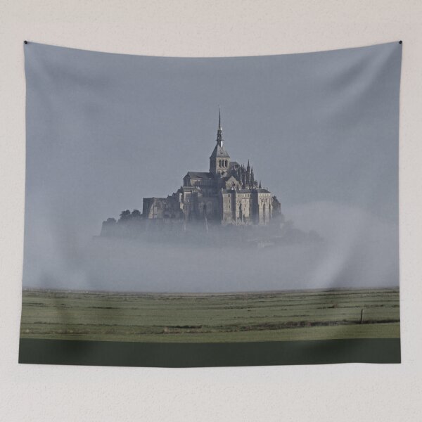 Item preview, Foggy Castle Mont Saint Michel France Vacations Poster designed and sold by Teetans.