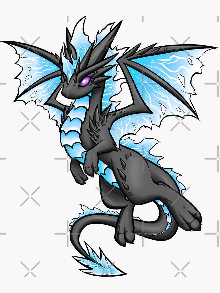 "Blue Lightning Dragon" Sticker for Sale by bgolins | Redbubble