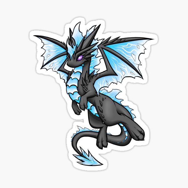 Blue Lightning Dragon Sticker