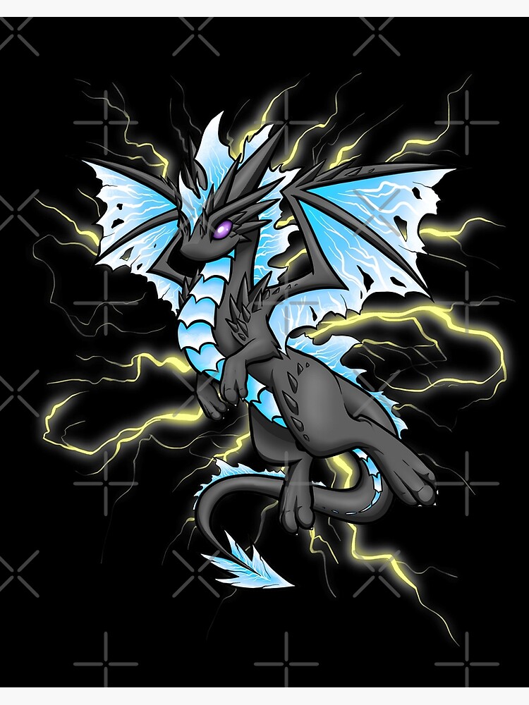 Blue Lightning Dragon Art Board Print By Bgolins Redbubble