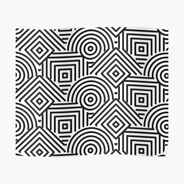"Geometric Patterns Black and White Background" Poster for Sale by