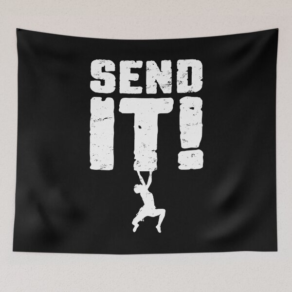 Item preview, Send It Rock Climbing Bouldering Funny Climber Boy designed and sold by GrandeDuc.