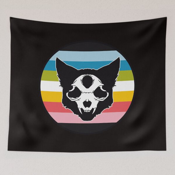 Item preview, Queer Cat Skull Pride (Black) designed and sold by Liminal Odds & Ends.