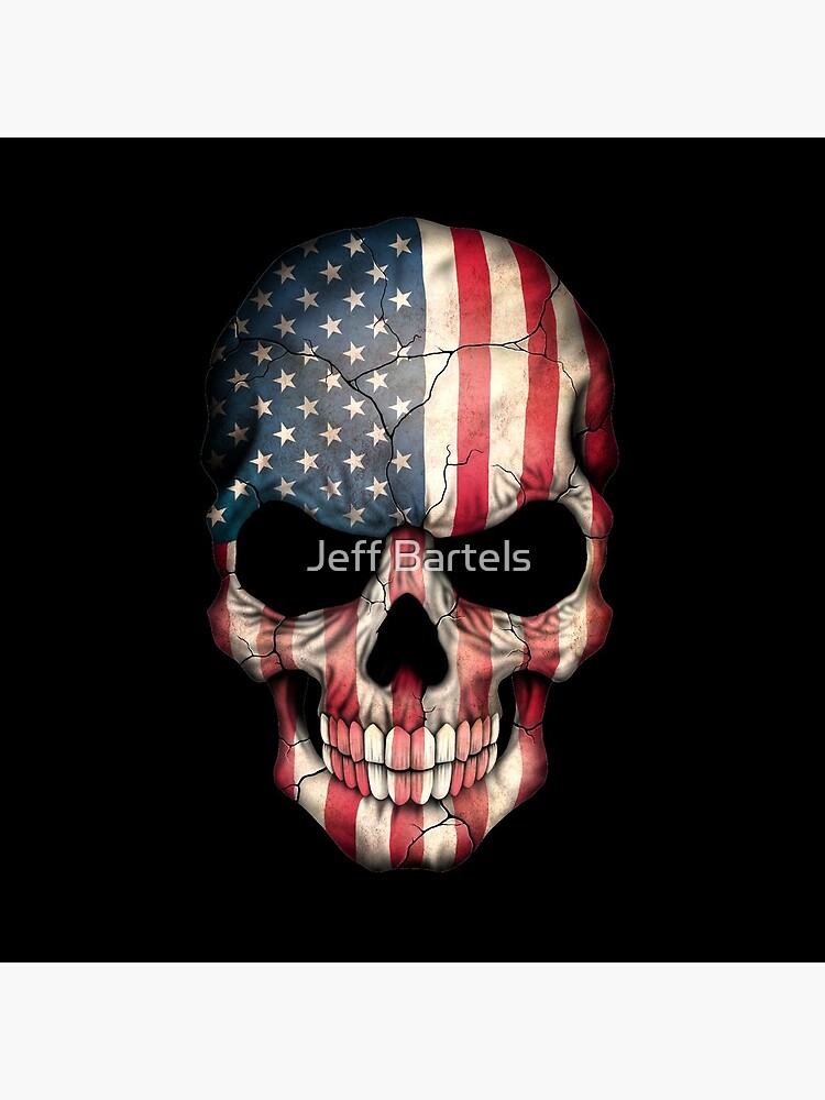 Dark Mexican Flag Skull Greeting Card by Jeff Bartels