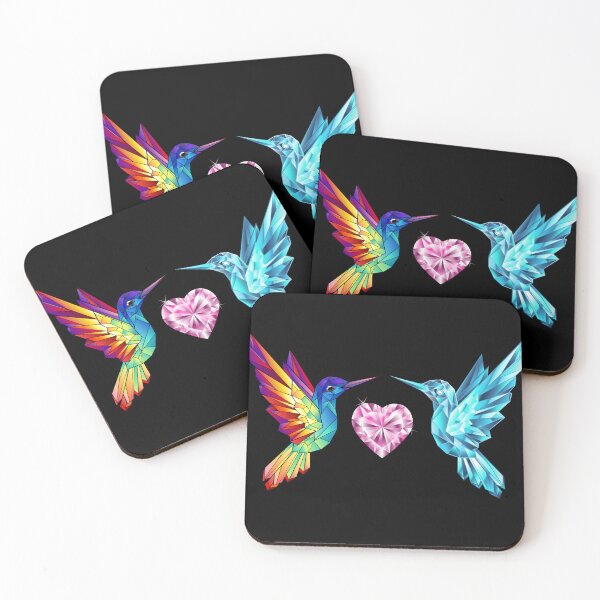 Item preview, Stained Glass Hummingbirds on Black - Love Birds designed and sold by CreativNode.