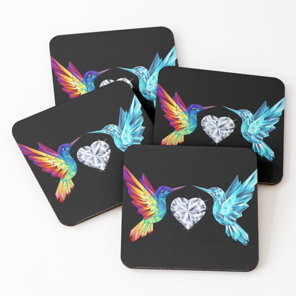 Item preview, Stained Glass Hummingbirds on Black - Love Birds designed and sold by CreativNode.