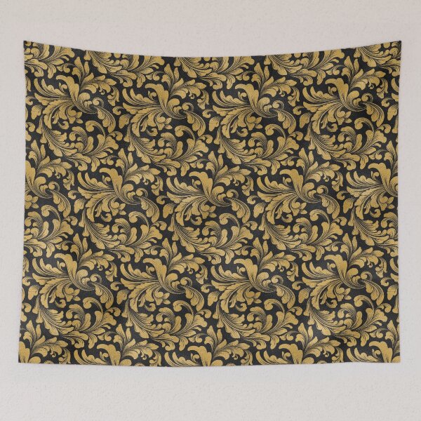 Artikelvorschau, Black Gold Floral Flower Pattern Gift Premium Art Apparel Essential Motivation Inspiration Joy Mood Funny Cat Halloween entworfen und verkauft von DesignByHeartUK.