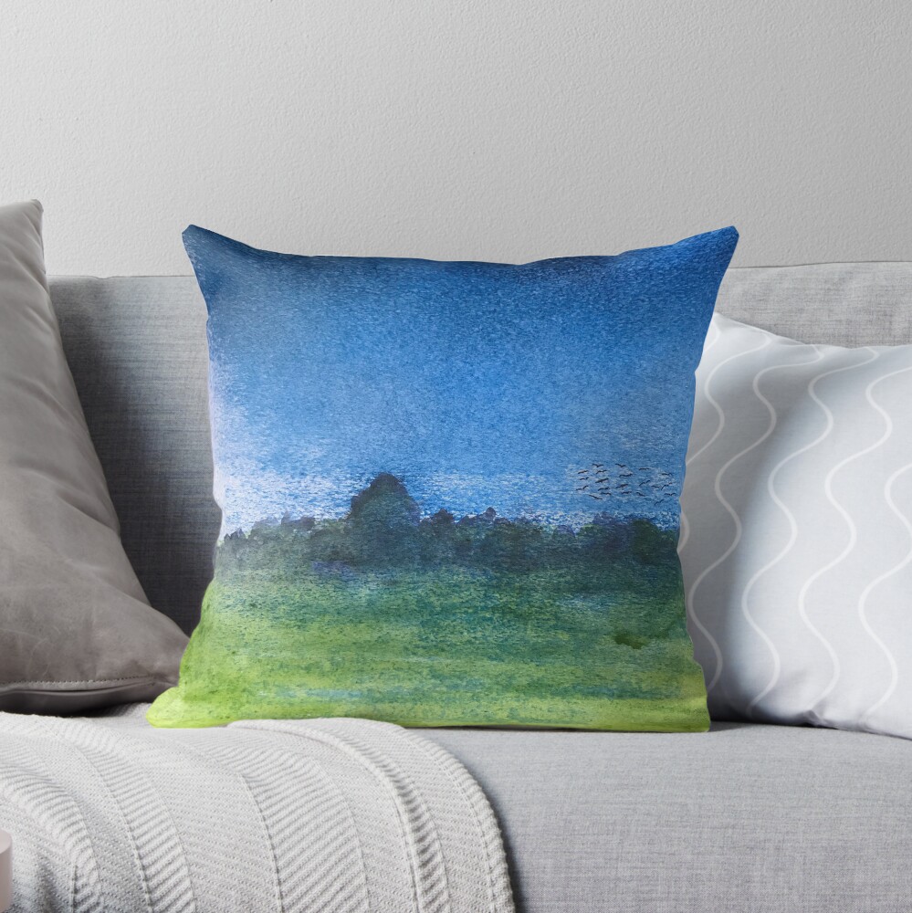 These green fields Throw Pillow