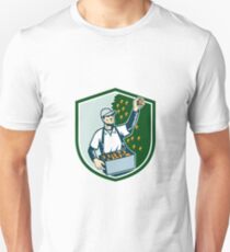 Fruit Picker Worker Picking Plum Shield Unisex T-Shirt
