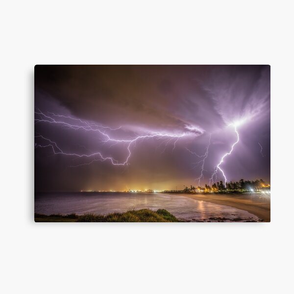 Lightning over Wollongong City Beach Canvas Print