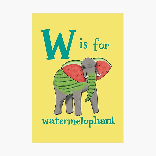 W is for Watermelophant Photographic Print
