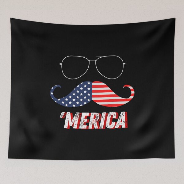 Item preview, Merica USA Mustache Sunglasses Cool America American Flag Patriot Mood July 4th Independence Day  designed and sold by CarantinedChaos.
