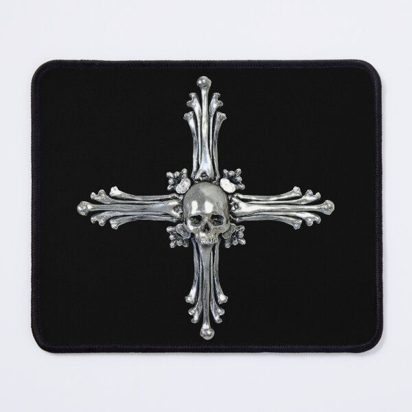 Item preview, Skull and Crossbones Cross Symbol Halloween Skull Design (Skull Jewelry Metal Silver Chrome Skulls Sedlec Ossuary) designed and sold by Mechanical Whispers.
