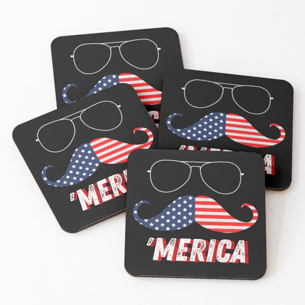Item preview, Merica USA Mustache Sunglasses Cool America American Flag Patriot Mood July 4th Independence Day  designed and sold by CarantinedChaos.