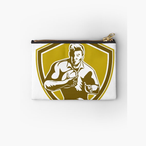 Item preview, Rugby Player Running Fending Shield Retro designed and sold by patrimonio.