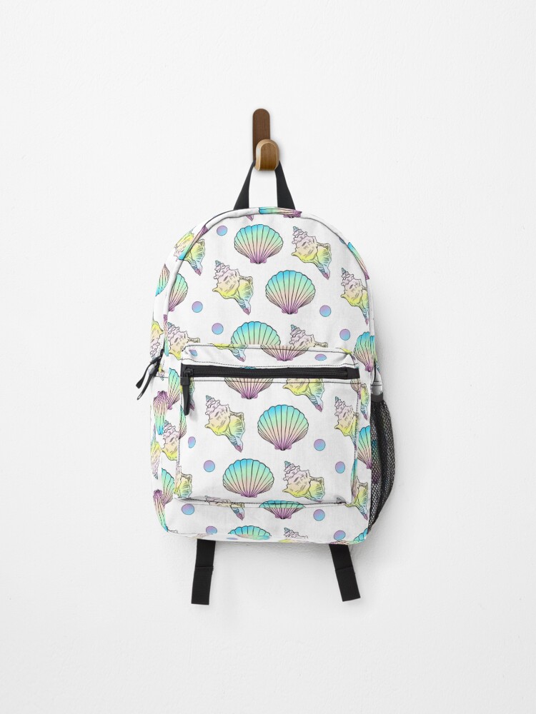 Thumbnail 1 of 3, Backpack, Colorful Summer Shells Pattern | Mermaid shells designed and sold by LMHDesignsshop.