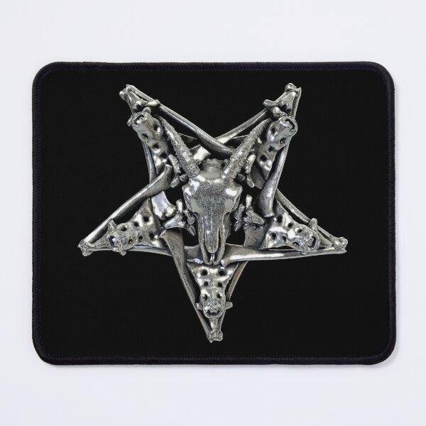 Item preview, Skull and Crossbones Baphomet Goat Pentagram Symbol Halloween Skull Design (Skull Jewelry Metal Silver Chrome Skulls Sedlec Ossuary) designed and sold by Mechanical Whispers.