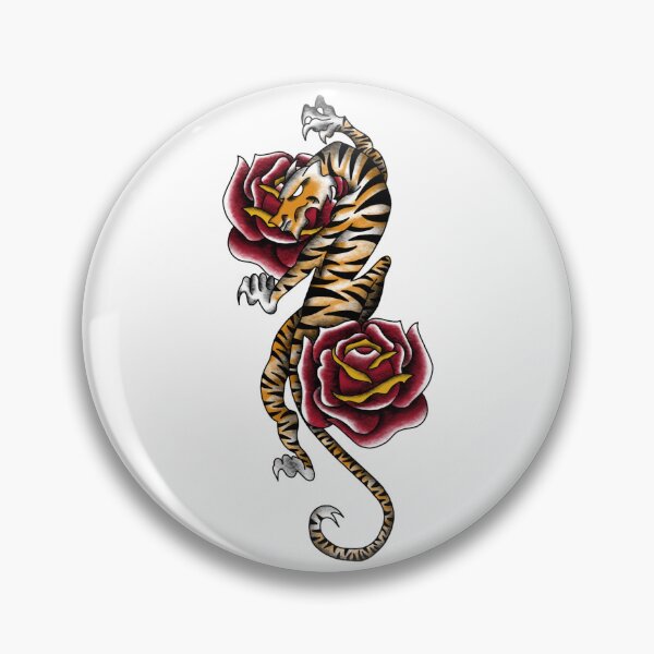 Item preview, Neo-Traditional Tiger and Roses (Orange) designed and sold by EN Tattoos & Designs.