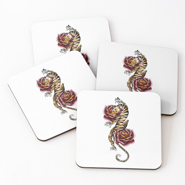 Item preview, Neo-Traditional Tiger and Roses (Orange) designed and sold by EN Tattoos & Designs.