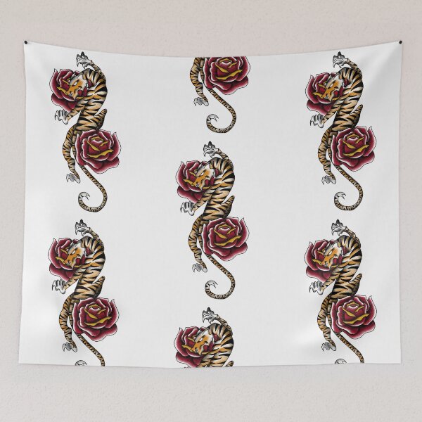 Item preview, Neo-Traditional Tiger and Roses (Orange) designed and sold by EN Tattoos & Designs.