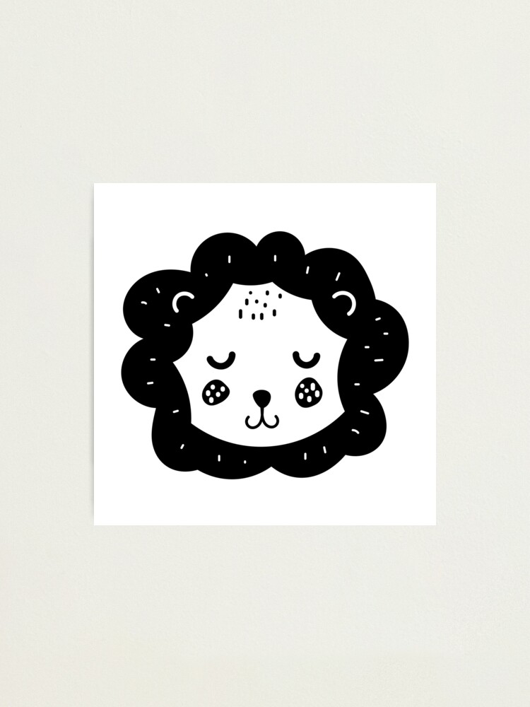 High Contrast Baby Lion - Black & White Sensory Sticker for Sale