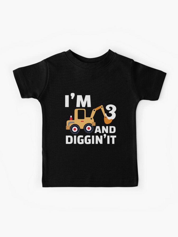 Kids I'm This Many Excavators Old T Shirt 3 Years Third Birthday
