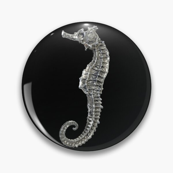 Item preview, Seahorse Silver Metal Design (Chrome Mermaid Seahorse Beach Ocean Animal) designed and sold by Mechanical Whispers.