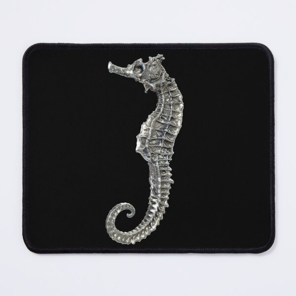 Item preview, Seahorse Silver Metal Design (Chrome Mermaid Seahorse Beach Ocean Animal) designed and sold by Mechanical Whispers.