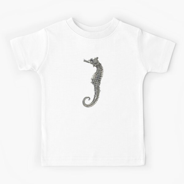 Artikel-Vorschau von Seepferdchen, silberfarbenes Metalldesign (Chrome Mermaid Seahorse Beach Ocean Animal), designt und verkauft von Mechanical Whispers.