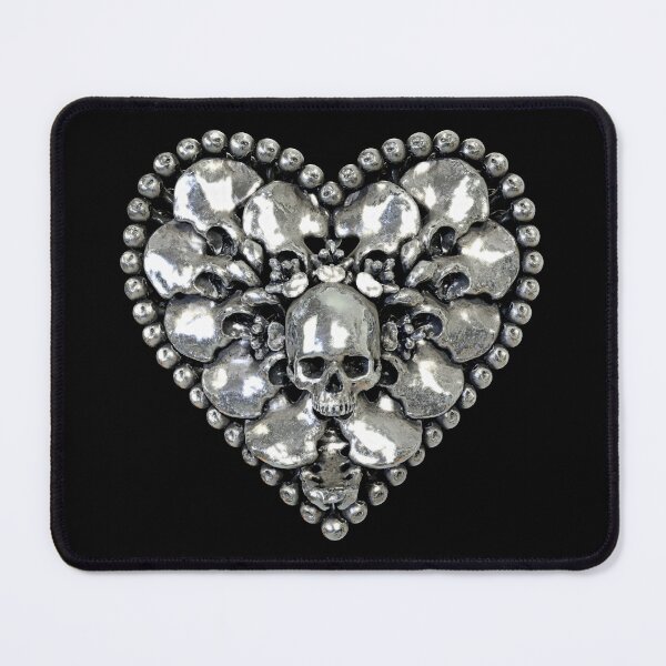 Item preview, Skull and Crossbones Heart Valentine Symbol Halloween Skull Design (Skull Jewelry Metal Silver Chrome Skulls Sedlec Ossuary) designed and sold by Mechanical Whispers.