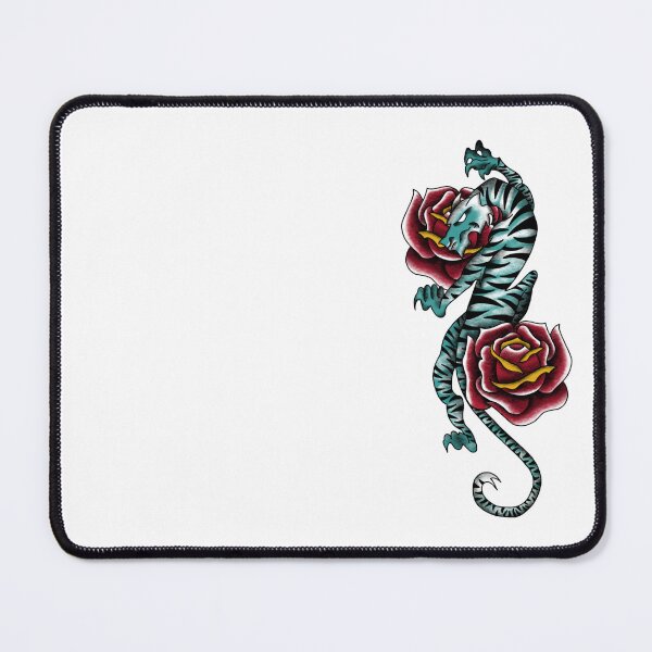 Item preview, Neo-Traditional Tiger and Roses (Teal) designed and sold by EN Tattoos & Designs.