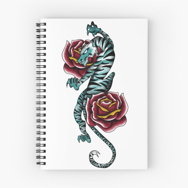 Item preview, Neo-Traditional Tiger and Roses (Teal) designed and sold by EN Tattoos & Designs.