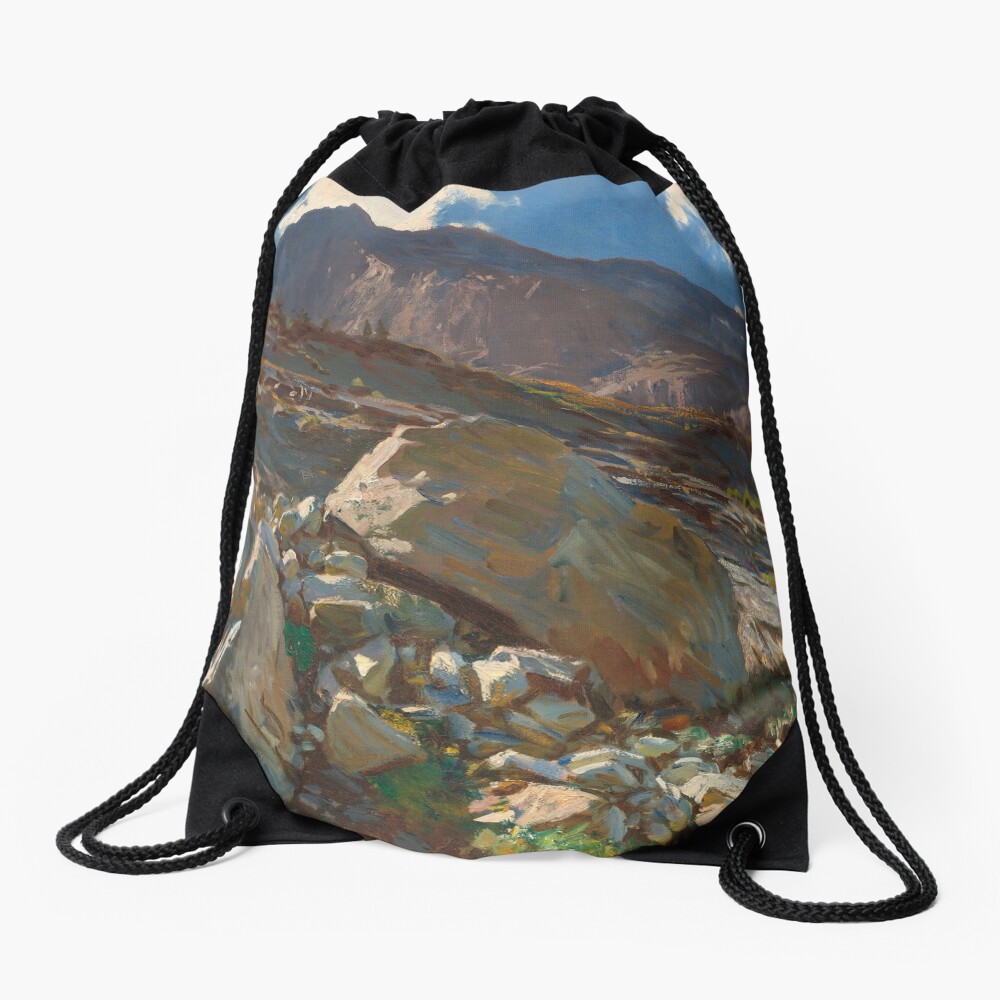 Simplon Pass Oil Painting by John Singer Sargent Drawstring Bag