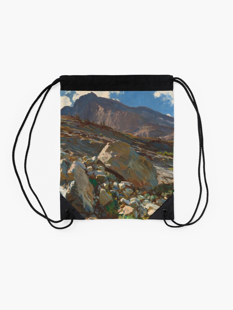 Alternate view of Simplon Pass Oil Painting by John Singer Sargent Drawstring Bag