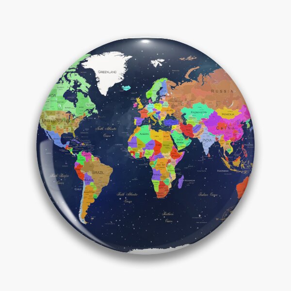 Item preview, World Map Navy Blue Art designed and sold by SharpWallArts.