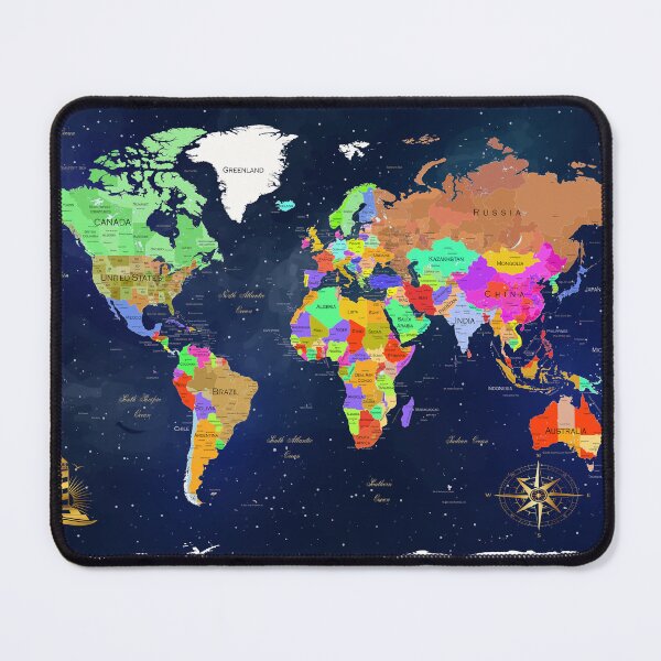 Aperçu de l'œuvre Carte du monde Art bleu marine créée et vendue par SharpWallArts.