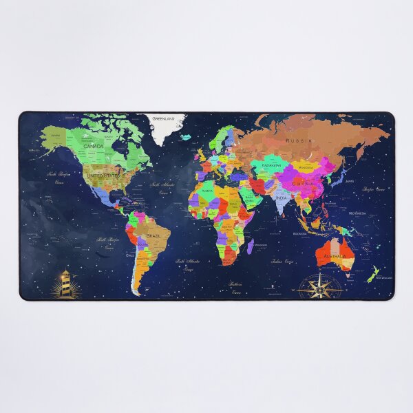 Item preview, Carte du monde Art bleu marine designed and sold by SharpWallArts.