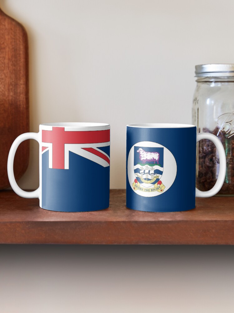 Mug à café avec l'œuvre Drapeau des îles Malouines créée et vendue par Shorlick