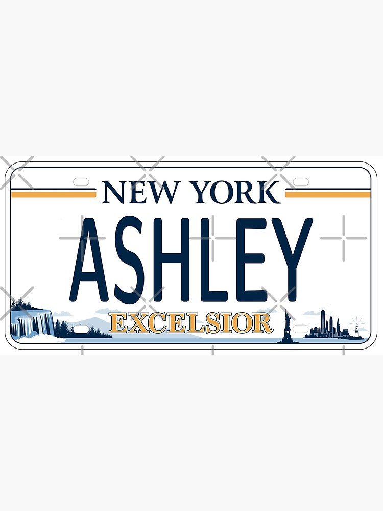 Ashley Name Personalized New York Car License Plate Poster for