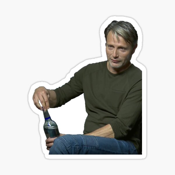 mads mikkelsen opening a bottle Sticker