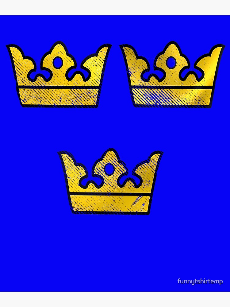 Three Crowns, the Coat of Arms of Sweden, Yellow Print (Sveriges Tre  Kronor) | Sticker