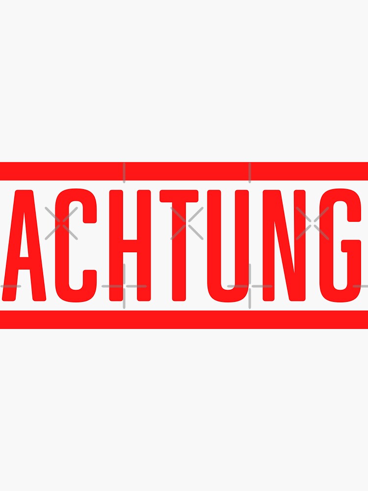 "Achtung, Danger. Simple multicolored Text Design" Sticker for Sale by