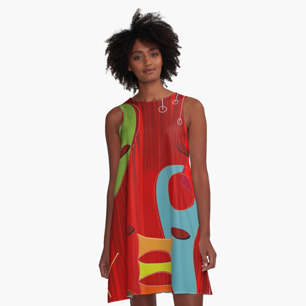Retro Eames-Era Atomic Inspired 6 A-Line Dress